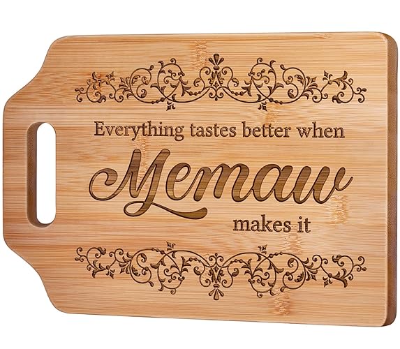 AceThrills Memaw Gifts for Memaw Birthday Christmas Gifts - Engraved Bamboo Cutting Board 12.3"L × 8.7"W × 0.4"Th - Memaw