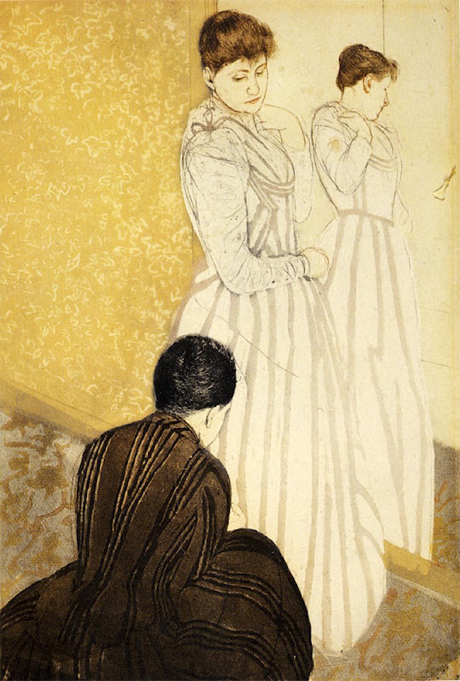POSTERIIk Vintage Classic Picture Landscape Artwork The Fitting Mary Cassatt Portrait Canvas Painting for Office Home Decor 60x90cm