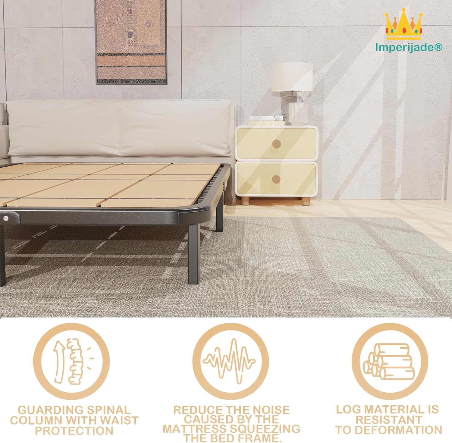 Imperijade® 𝗕𝗲𝘁𝘁𝗲𝗿 𝗦𝗶𝘇𝗲 & Thickest – Premium 10mm (76'x 38' Twin Size) | Twin Bunkie Board| Bed Support Slats | Bed Board | Modular Portability Design, Easy Setup