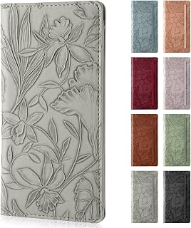 Checkbook Cover for Personal Checkbook,Soft PU leather with a detailed embossed flower pattern,with Pen Holder & Built-in Clear Plastic Divider for Duplicate Checks