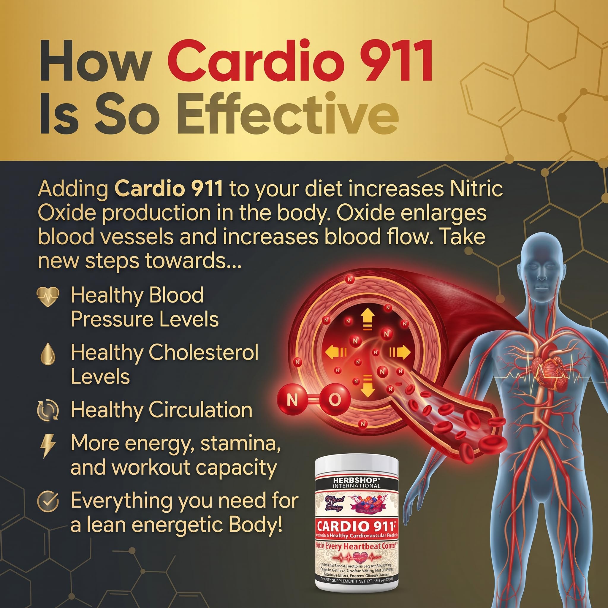 Cardio 911® Nitric Oxide Heart & Circulation Support - 5000mg L-Arginine & 1000mg L-Citrulline - Cherry, 30 Servings Powder, 375 Grams - CoQ10 Beet Root - High Potency Cardiovascular Formula — Amazon image 2