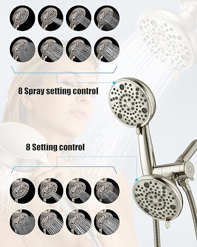 Miniatura 4 de EMBATHER Juego de grifo de bañera y ducha, cabezal de ducha doble con juego de grifo de bañera, válvula de ducha de control de un solo mango y kit