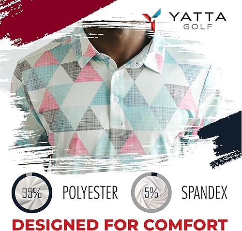 Miniatura 5 de YATTA GOLF - Mens Golf Shirt Moisture Wicking Quick-Dry Short Sleeve - Standout Performance Casual Polo Shirts for Men