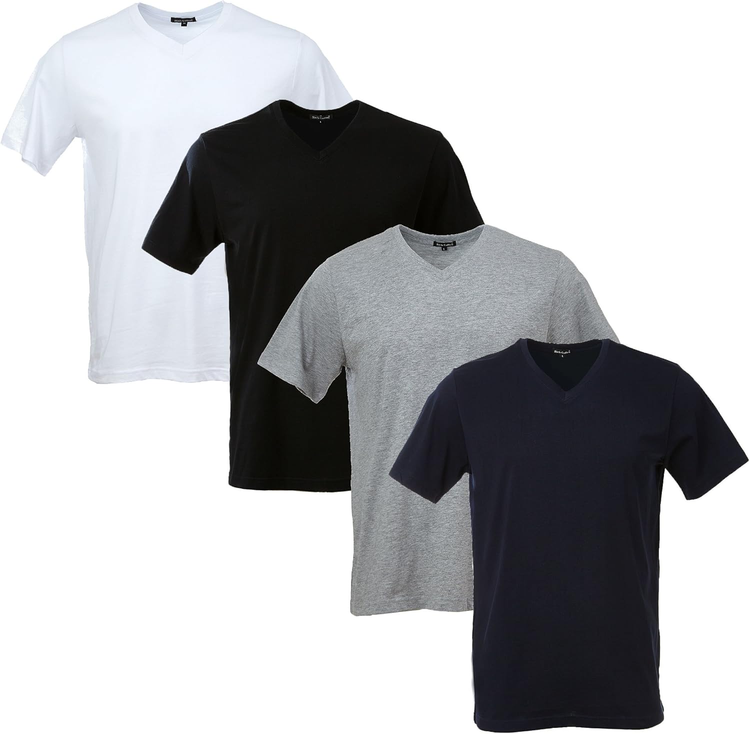 V Neck T Shirts 4 Packs Slim Fit Lightweight Cotton Tee Unisex Men Women 4 Colors Mixed