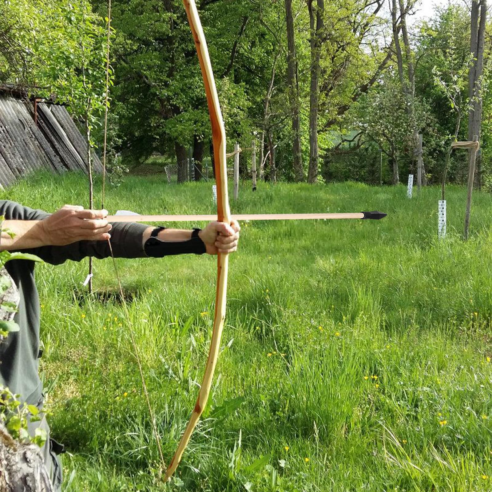 Lot de 20 flèches en bois de 45 cm de rechange en bambou avec pointe en caoutchouc pour tir à l'arc - Flèches en bois de haute sécurité pour débutants - Flèches de tir à l'arc - Pour les débutants