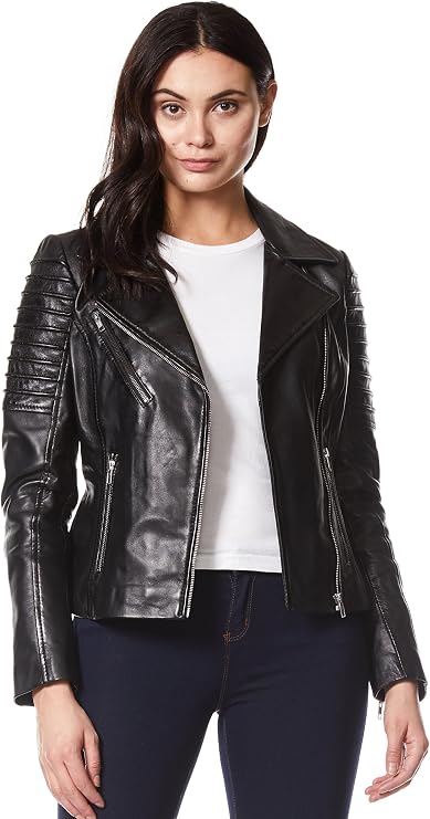 Ladies Real Leather Jacket Stylish Fashion Designer Soft Biker Motorcycle Style 9334