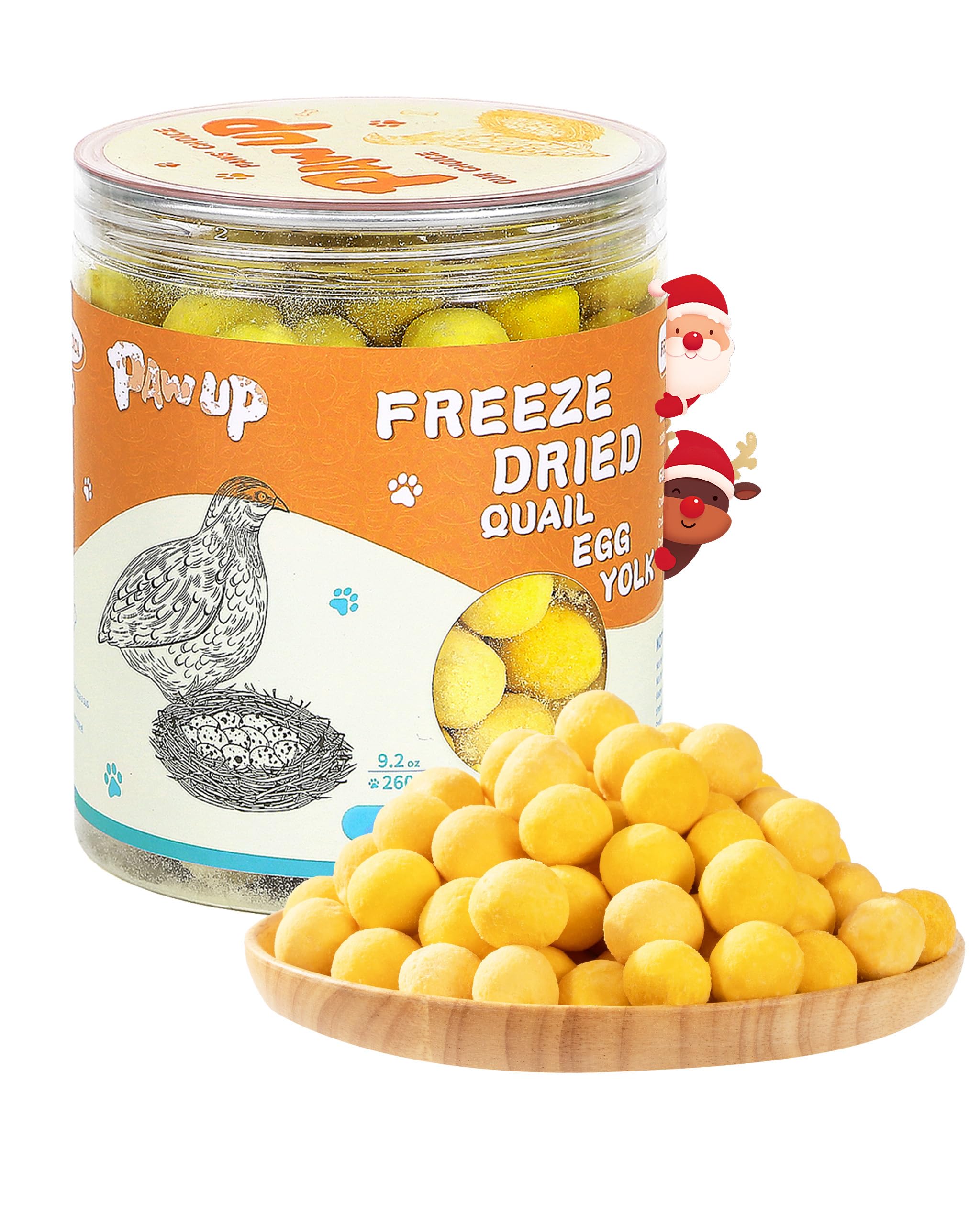 PAWUP Freeze Dried Cat & Dog Treats, Natural Quail Egg Yolk, Single Ingredient, High-Protein Pet Snacks for Skin & Coat Health, No Artificial Additives, 9.2 oz