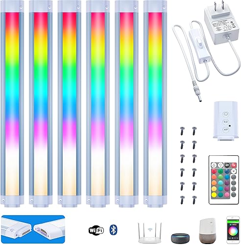 Kit de iluminación para debajo del gabinete, luces regulables para debajo del mostrador, barra LED inteligente de ambiente blanco y color compatible