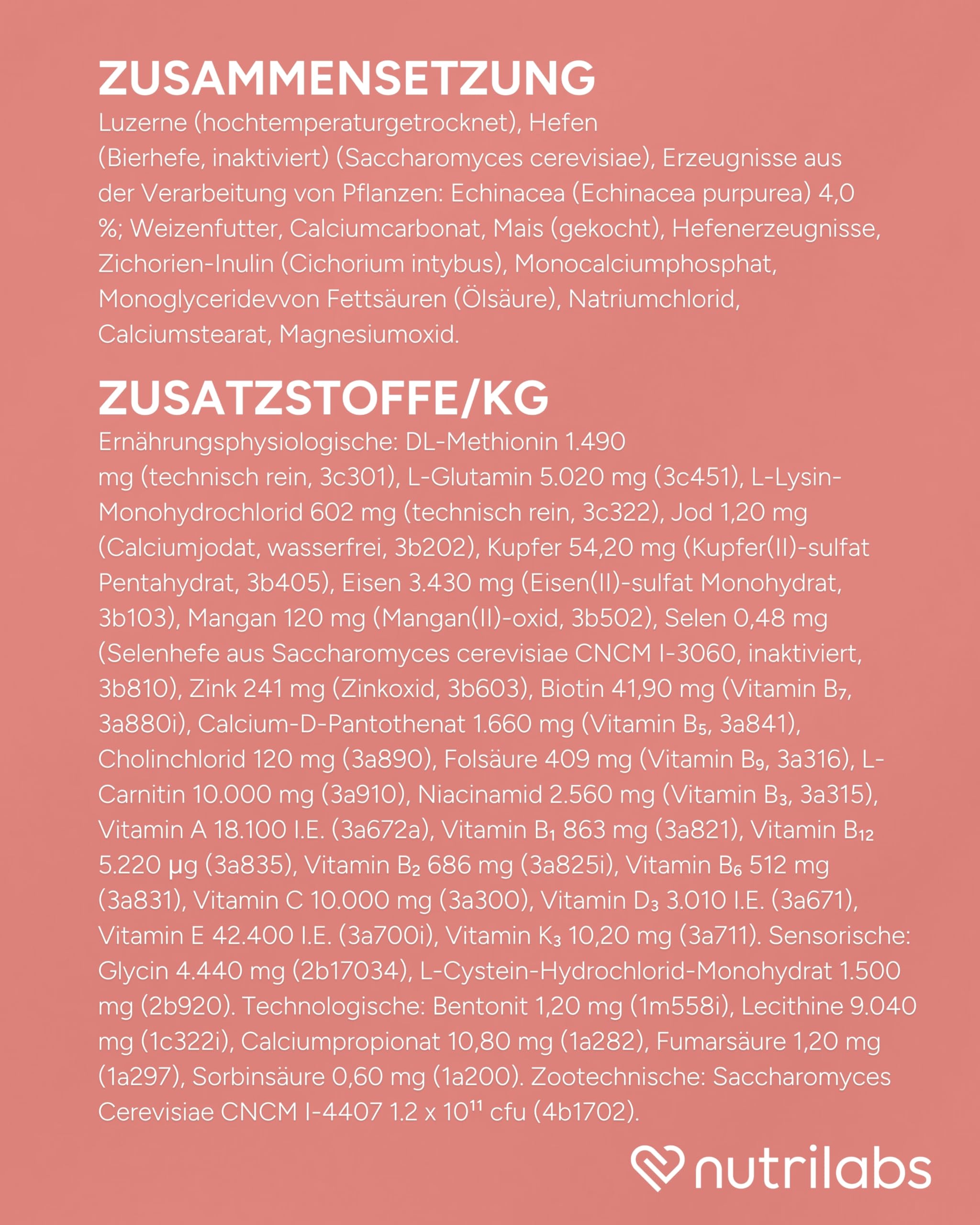 NutriLabs Blood Support Pellets für Pferde 1,5 kg - Blutzusatz - Eisen - Nahrungsergänzung Eisenpräperat - Vitalstoffe Blut