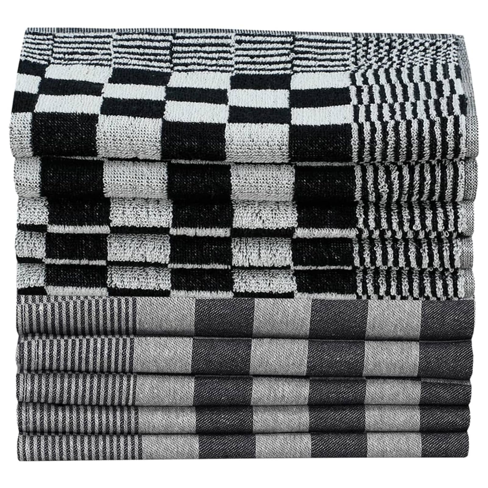 Homgoday Set Strofinacci 20 pz in Cotone Nero e Bianco, Decor da Mobili da Interni per Soggiorno Ufficio Camera da Letto