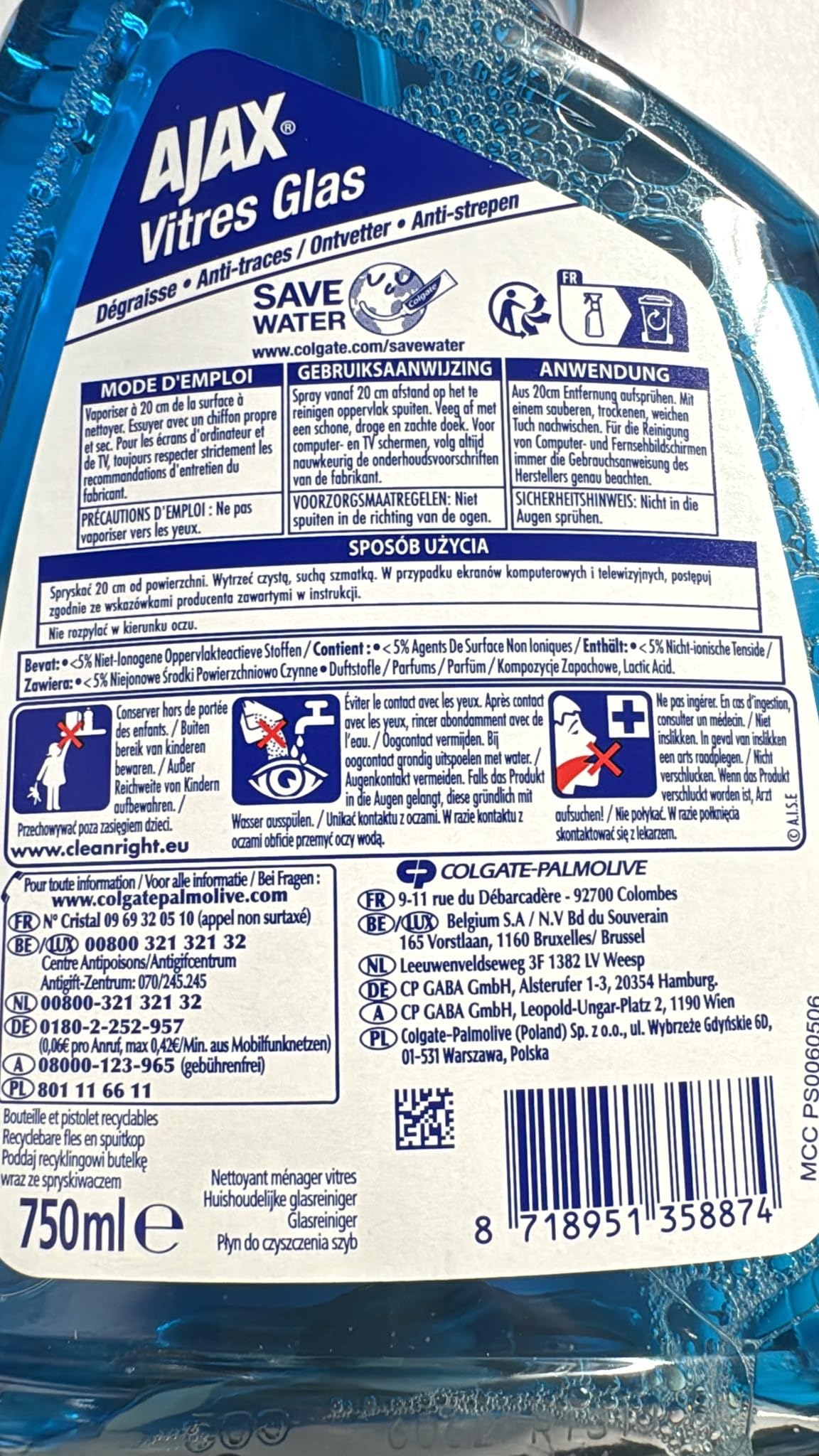 Ajax Glas-/Flächenreiniger - 12er Pack (12 x 750ml)