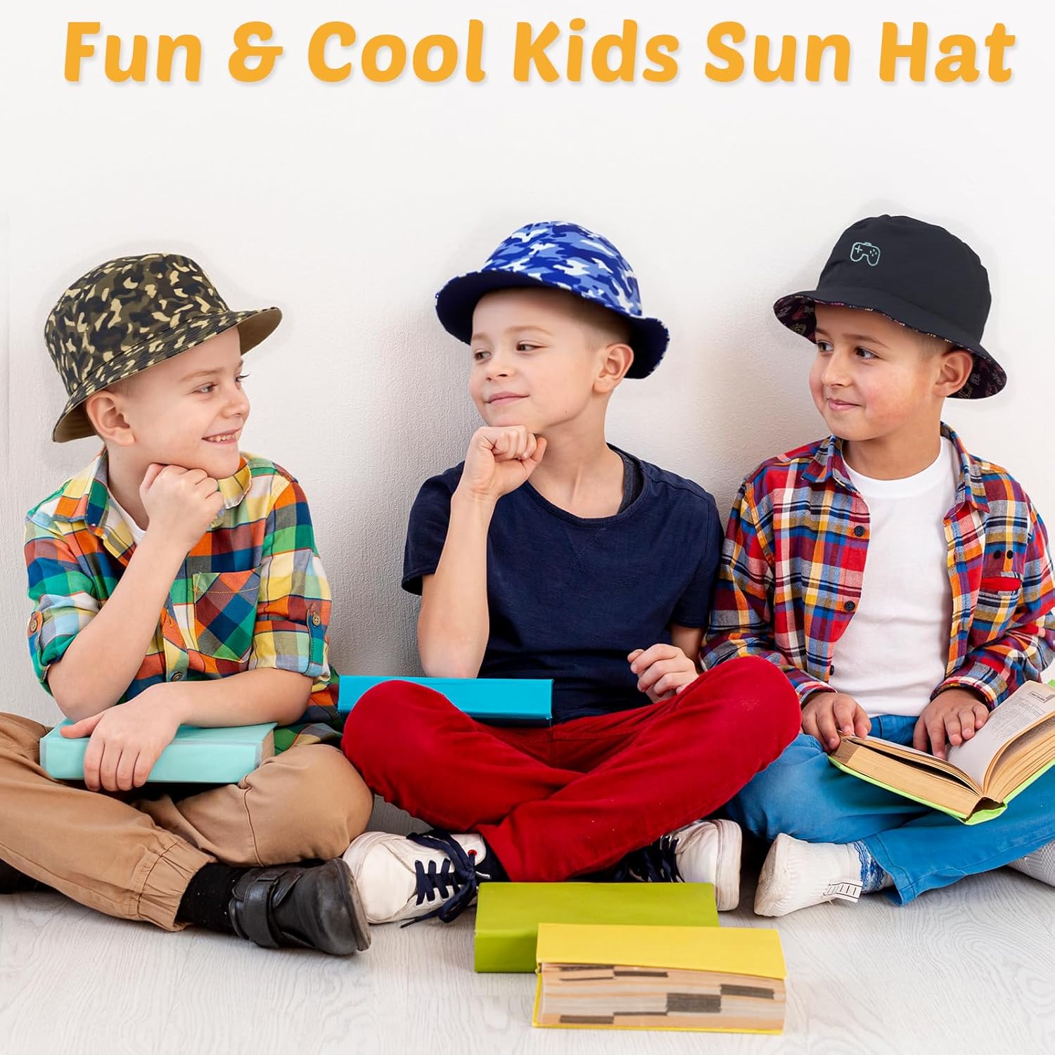 HONGTEYA Kids Sun Hat UPF 50+ Double Side Bucket Hats for Boys Girls Summer Sun Protection Wide Brim Unisex Beach Outdoor - Image 4