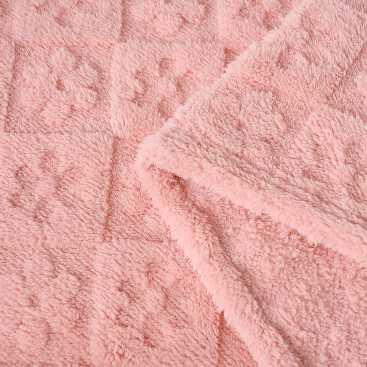 Pink Floral Plush Throw Blanket 50 x 60 Inch, Soft Fuzzy Fleece, Cozy Decorative Blanket for Couch, Sofa, Bed and Bedroom image 3