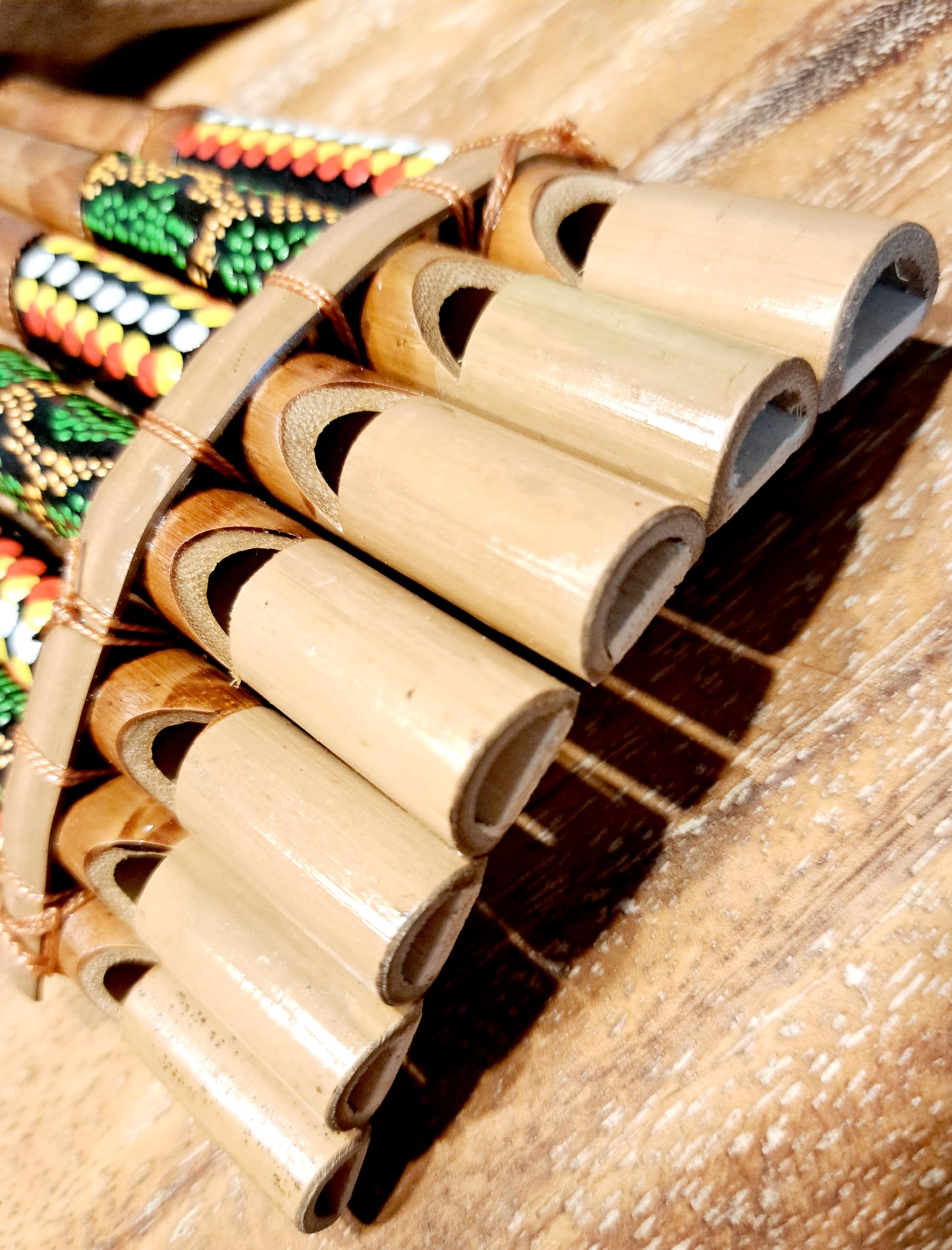 Flûte de pan en bambou Instrument de musique bois Artisanale 7 tubes