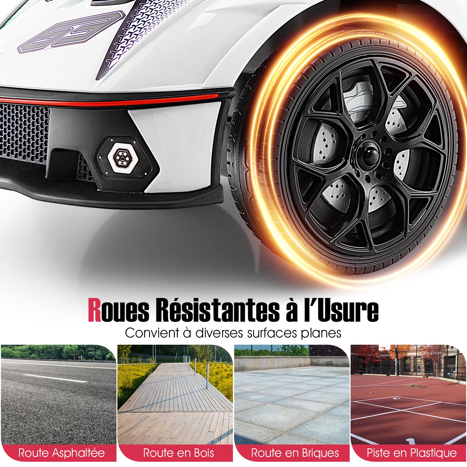 DREAMADE Voiture Porteur Enfant pour 1-3 Ans Lamborghini, Porteur Bebe avec Klaxon & Sons du Moteur, Poignée de Poussée, Garde-Corps Amovible, Rangement sous Le Siège (Blanc)