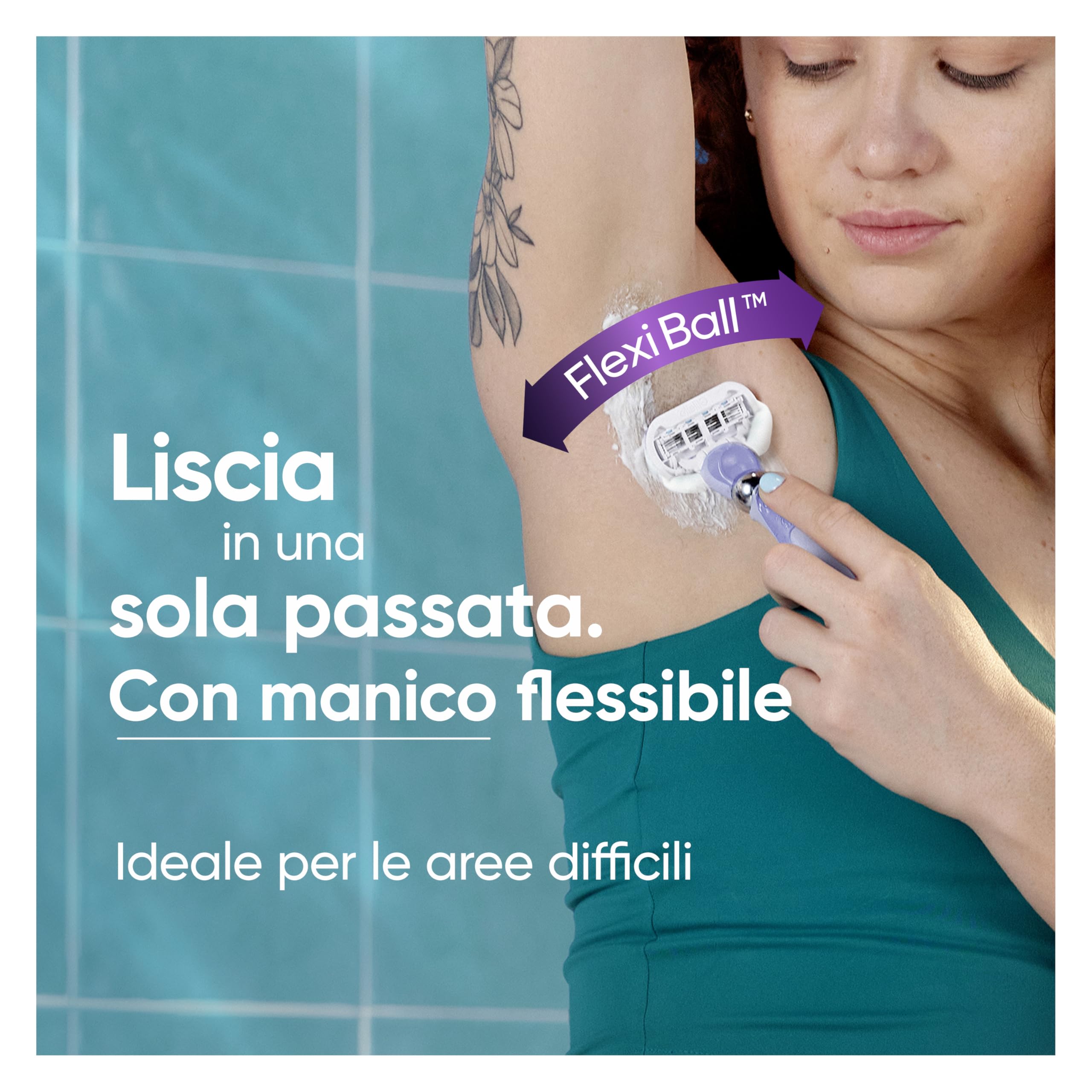 Gillette Venus Deluxe Rasoio Donna Smooth Swirl, 1 Manico e 9 Lamette donna di Ricambio (da 5 Lame), con Tecnologia FlexiBall, Rasatura Ottimale, idea regalo