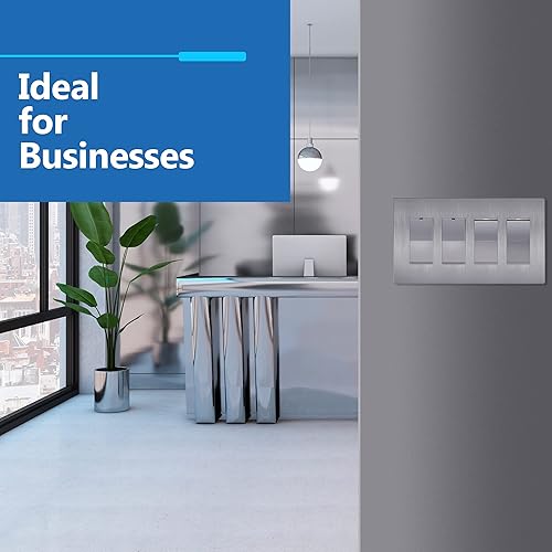 Miniatura 177 de LIDER - Cubierta decorativa de interruptor doble con acabado mate, placa de pared sin tornillos, tamaño mediano, 2 bandas, 4.88 x 4.92 pulgadas