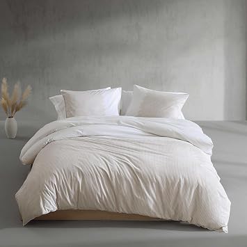 Calvin Klein - King Comforter Set, Soft Cotton Percale Comforter with Matching Shams, Ikat Pinstripe Bedding Set Neutral Pink, King