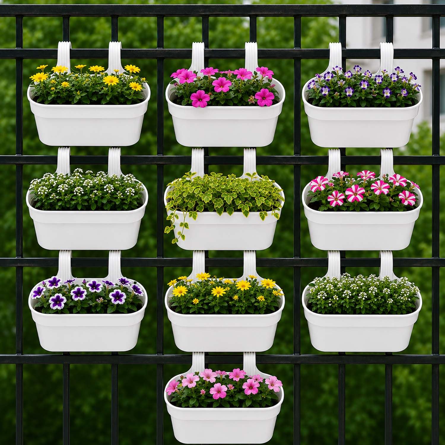 Go Hooked Railing Planters - 3 Hanging Flower Pots -21 Go Hooked Railing Planters - 3 Hanging Flower Pots -21