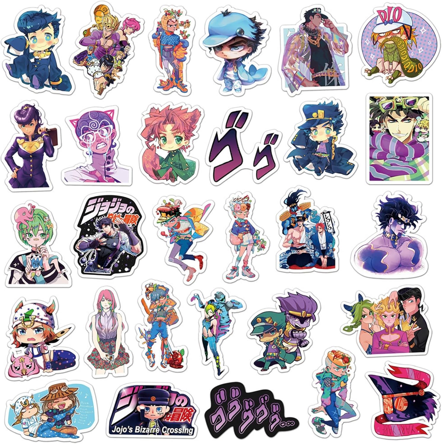 50PCS JoJo's Bizarre Adventure Stickers for Kids Girls Stickers for Water Bottles Laptop Journal Guitar Aesthetic Vinyl Waterproof Decals (Purple) - Image 2