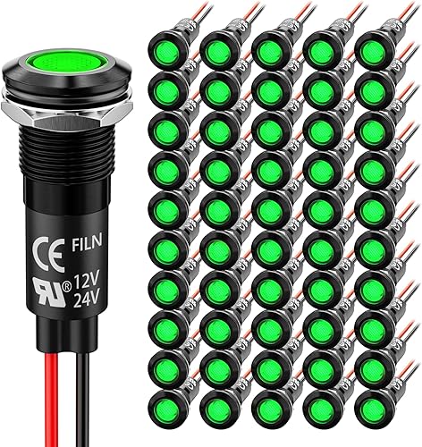 Miniatura 27 de 2 piezas (2PCS) 12mm (1/2") lámpara de señal de LED rojo impermeable de metal 110V 120V 125V IP67 luz piloto para tablero de mandos para equipos