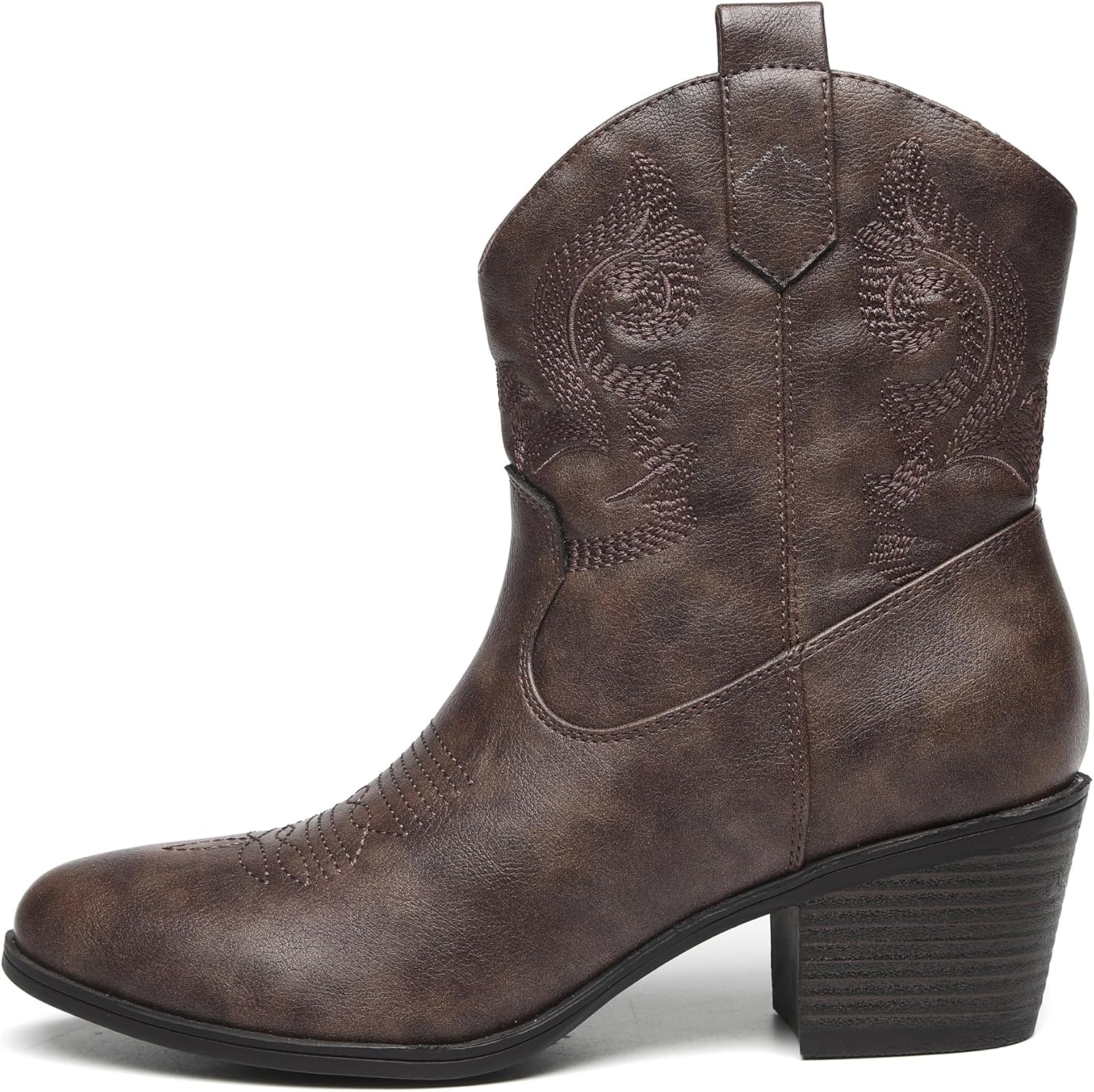 TYNDALL Women's Fashion Embroidered Cowboy Booties Shoes For Women Fall Western Low Heel Round Toe Cowgirl Ankle Boots