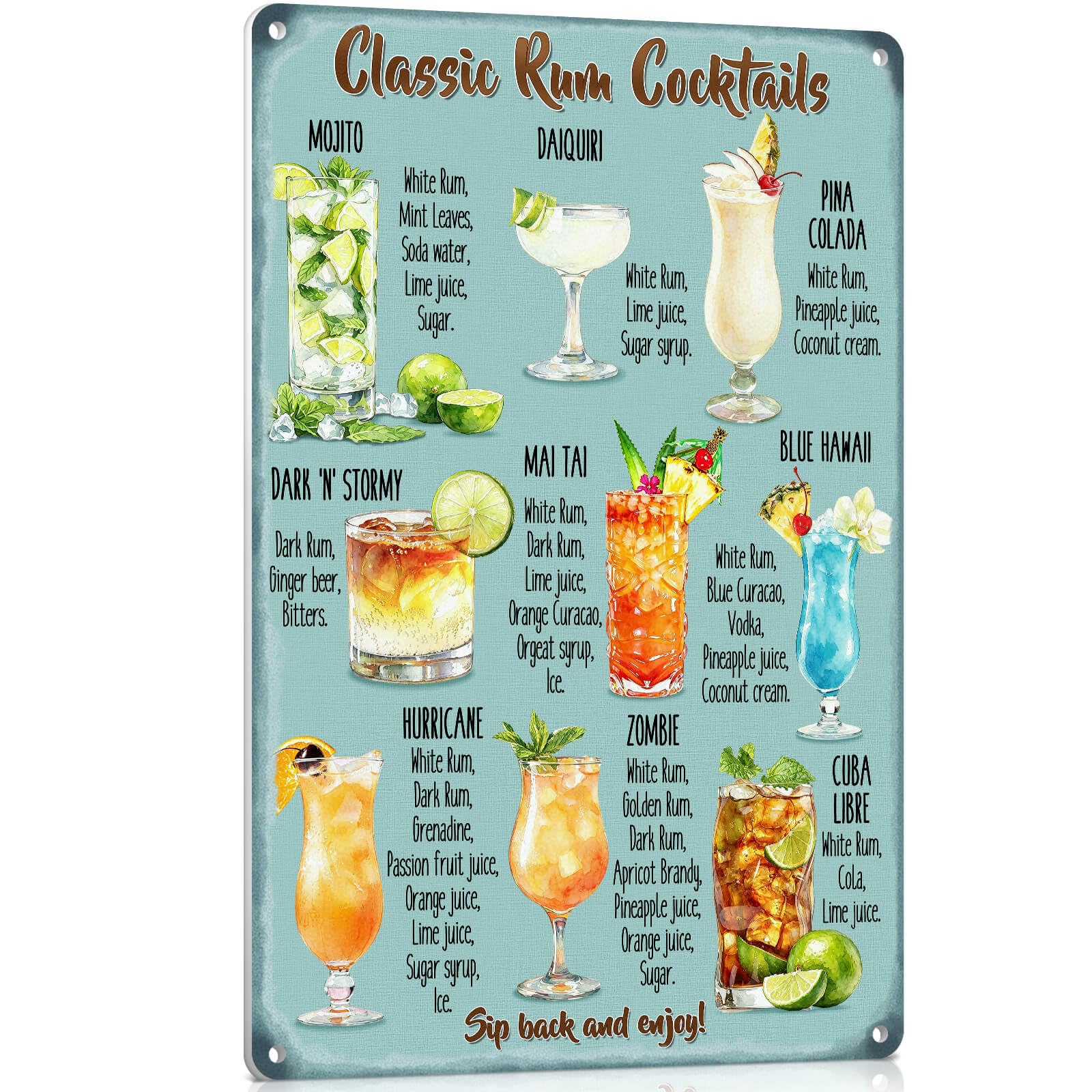 Smashing ちぃたん☆ アートパネルサイン入り glamb おまけ付 Amazon.com: BAYABU Metal Signs Rum Cocktail Recipe Vintage Tin