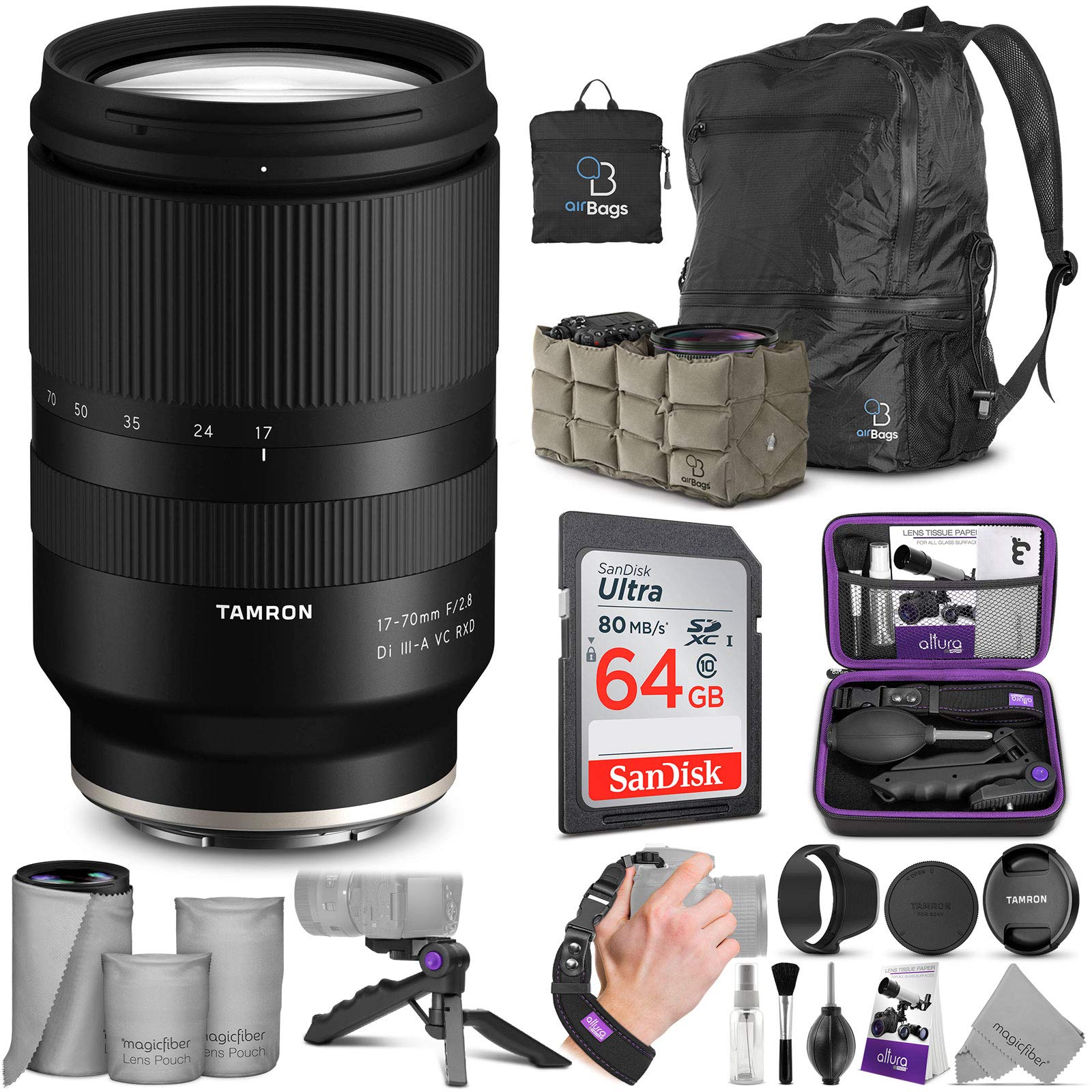 17-70mm f/2.8 Di III-A VC RXD Lens for Sony E Mount with Altura Photo Advanced Accessory and Travel Bundle