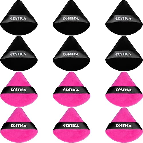 Miniatura 1 de COSTICA - 12 polvos para polvo facial, soplo triangular para base suelta y cosmética, soplo de maquillaje para contornear, herramientas de
