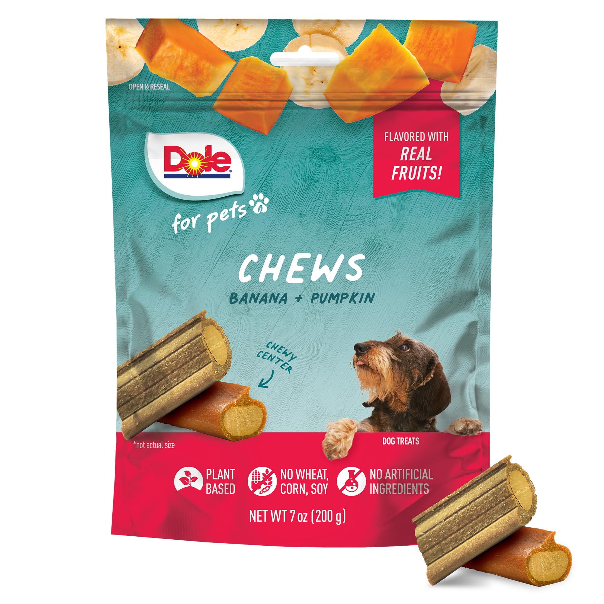 Dole for Pets Freshly Fetched Dog Chews, Assorted Banana & Pumpkin Flavor Dog Treats, 7oz | Flavored with Real Veggies, No Wheat, Corn, Soy,