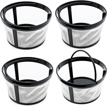 4 Pack Reusable Coffee Filter Basket with Handle Compatible with Mr. Coffee 4-5 Cup Coffee Makers Universal Replacement Nylon Mesh Filters for Most Coffeemakers and Brewers