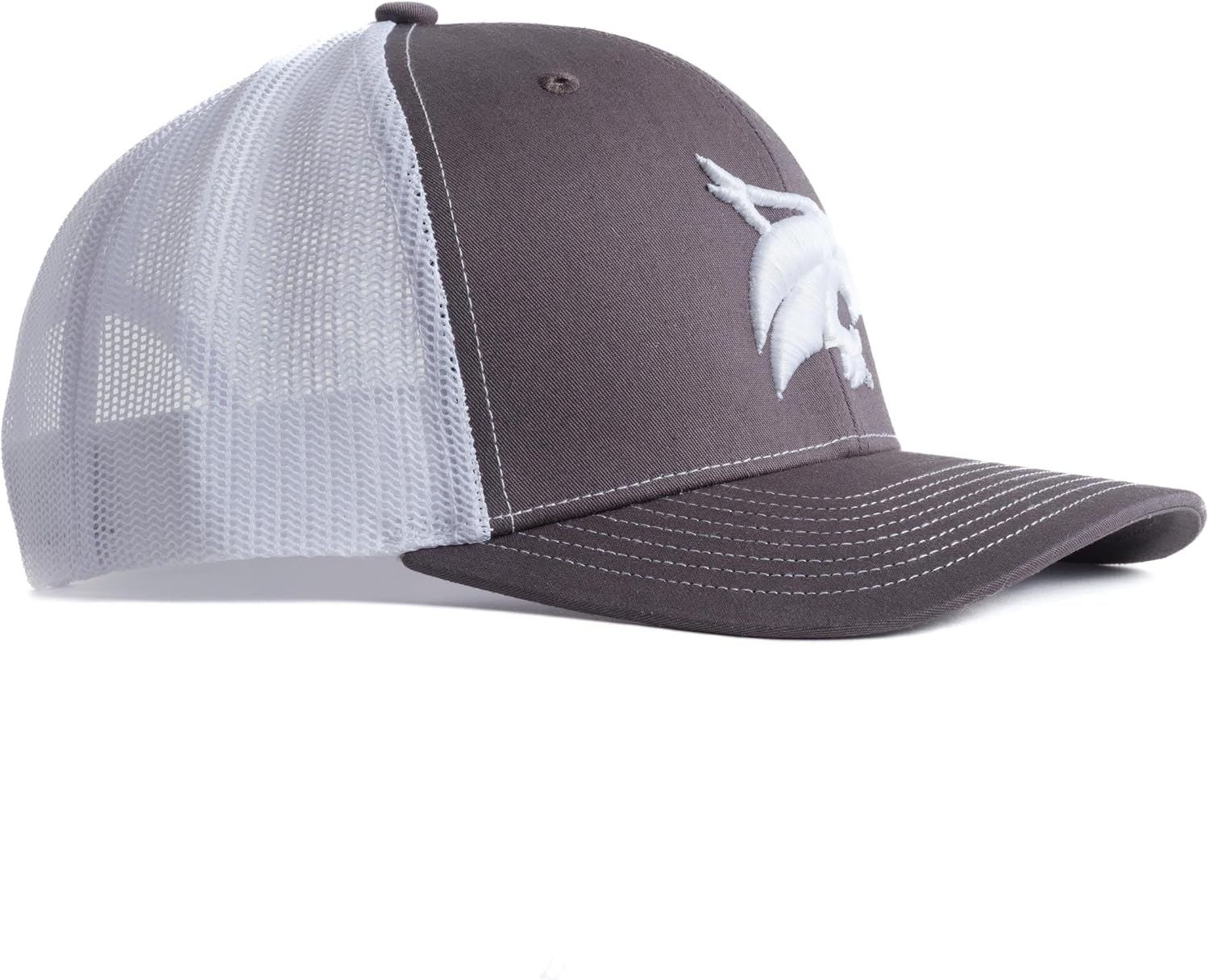 NCAA Collegiate Custom Embroidered Patch Charcoal and White Trucker Hat with Snapback Closure - Image 3