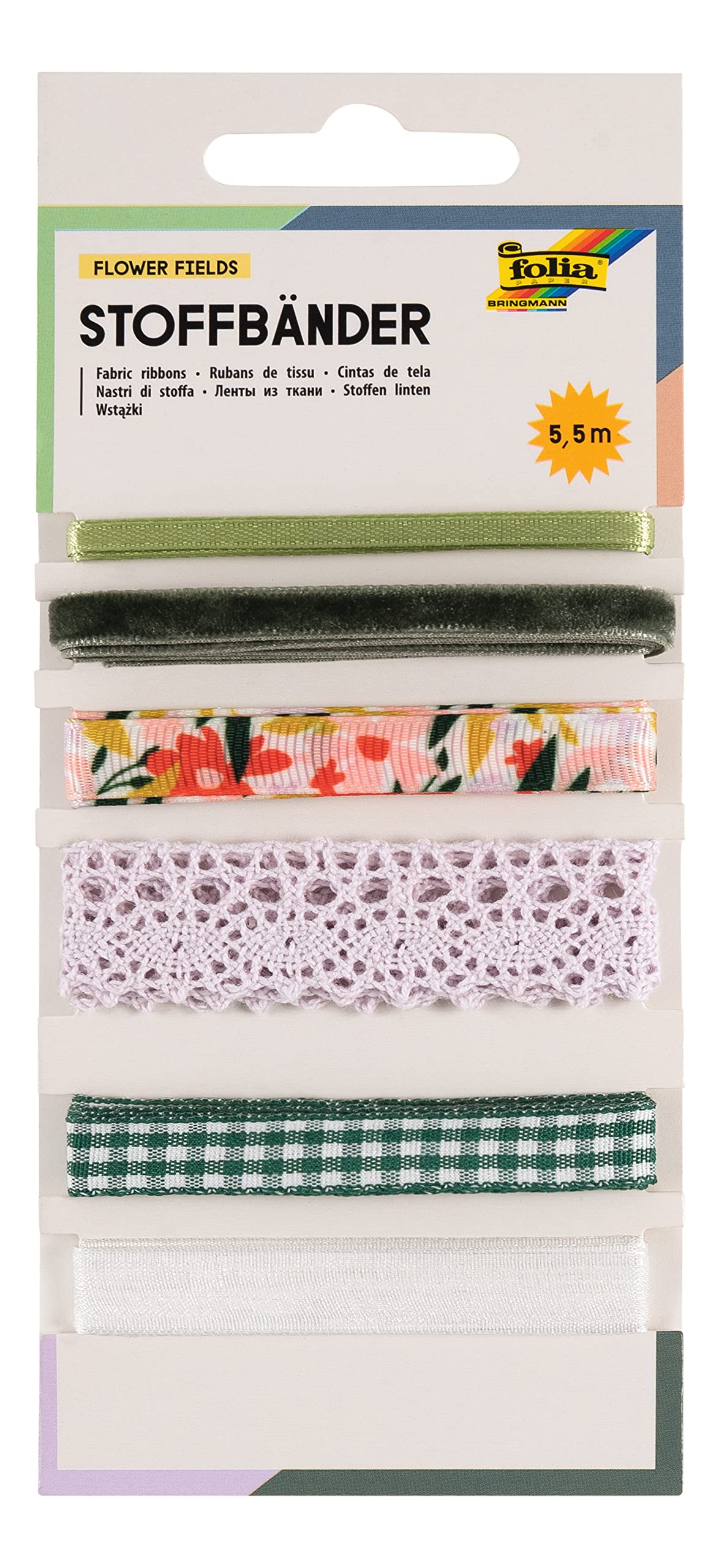 Set de Rubans Décoratifs Flower Fields - 6 Couleurs Assorties pour Bricolage