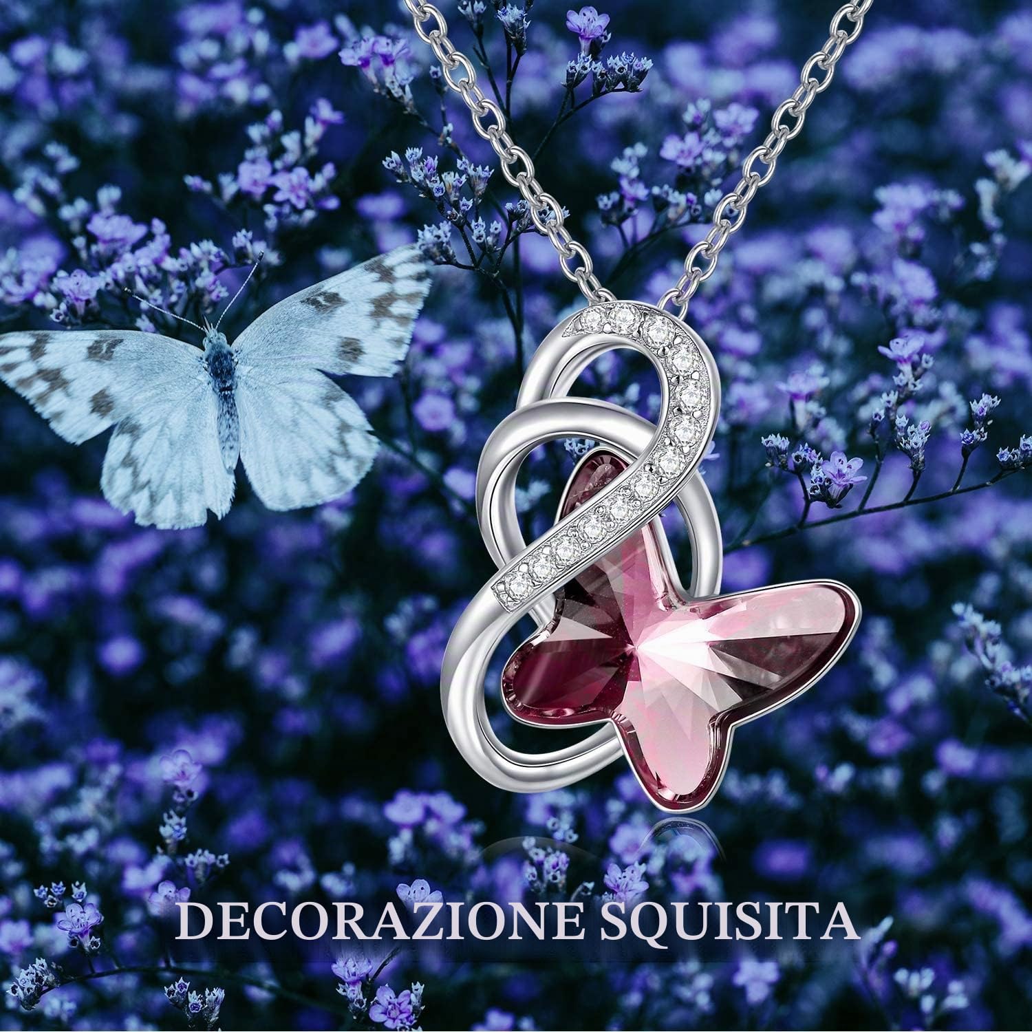 AOBOCO Collana da donna in argento Sterling con farfalle, idea regalo per donne, ragazze, mamma, fidanzata