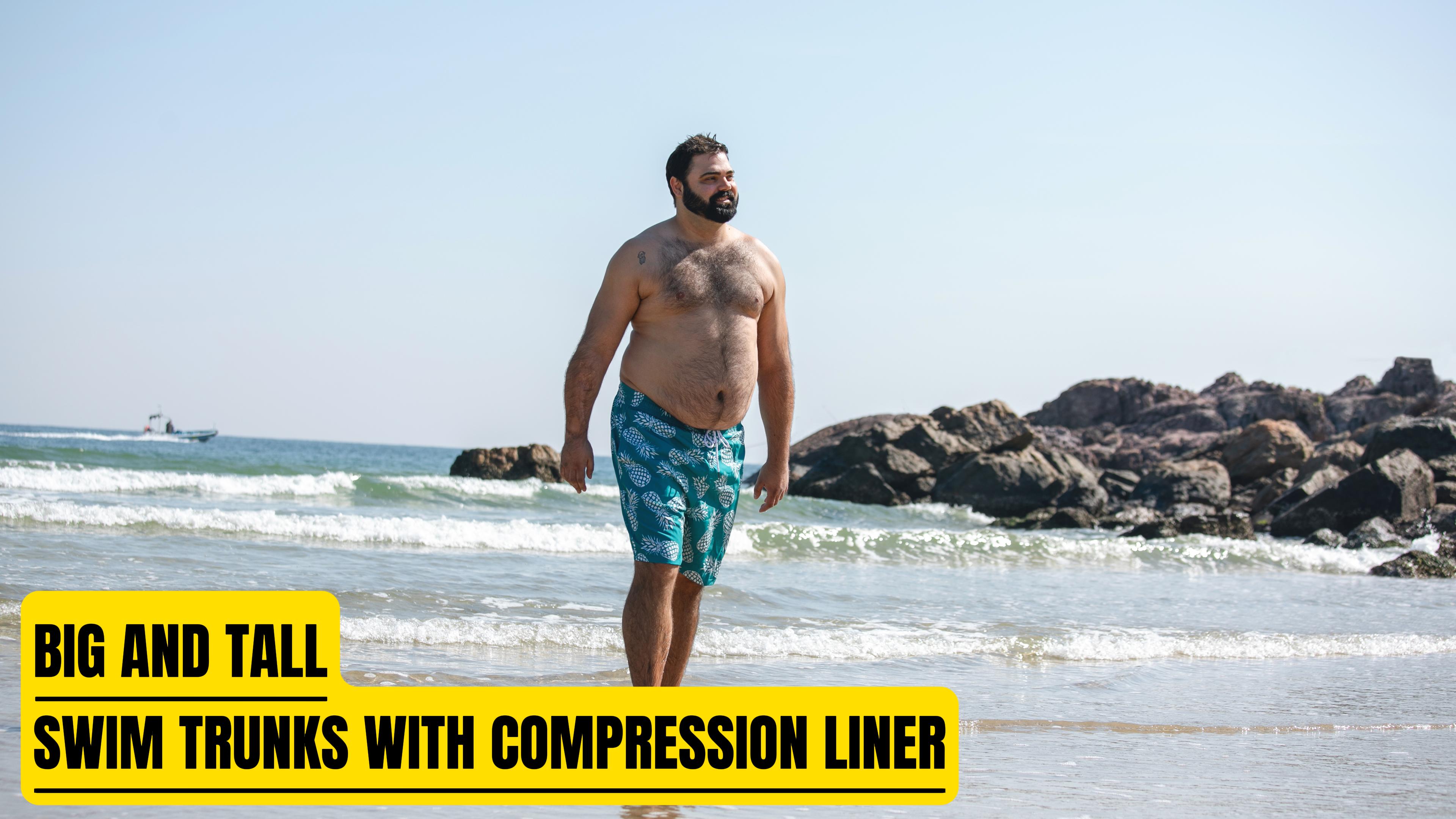BRISIRA Big and Tall Mens Swim Trunks with Compression Liner