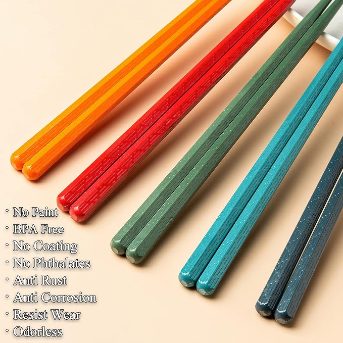 5 pares de palitos chinos coloridos reutilizables: palillos japoneses chinos de fibra de vidrio aptos para lavavajillas, set de palillos japoneses con caja de regalo, palillos antideslizantes miniatura 2