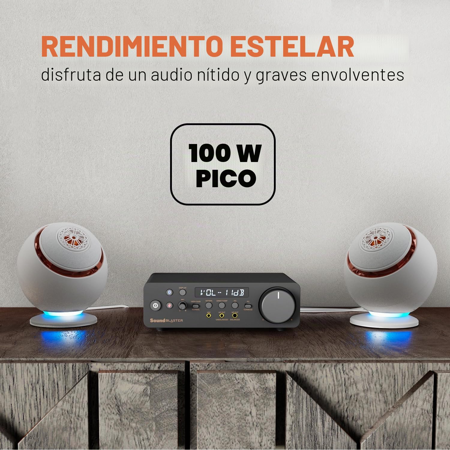 CREATIVE Pebble Nova Altavoces Premium 2.0 con USB-C, Bluetooth 5.3 e iluminación RGB Personalizable, Audio por USB y Puerto para Auriculares, para PC y Mac (Negro)