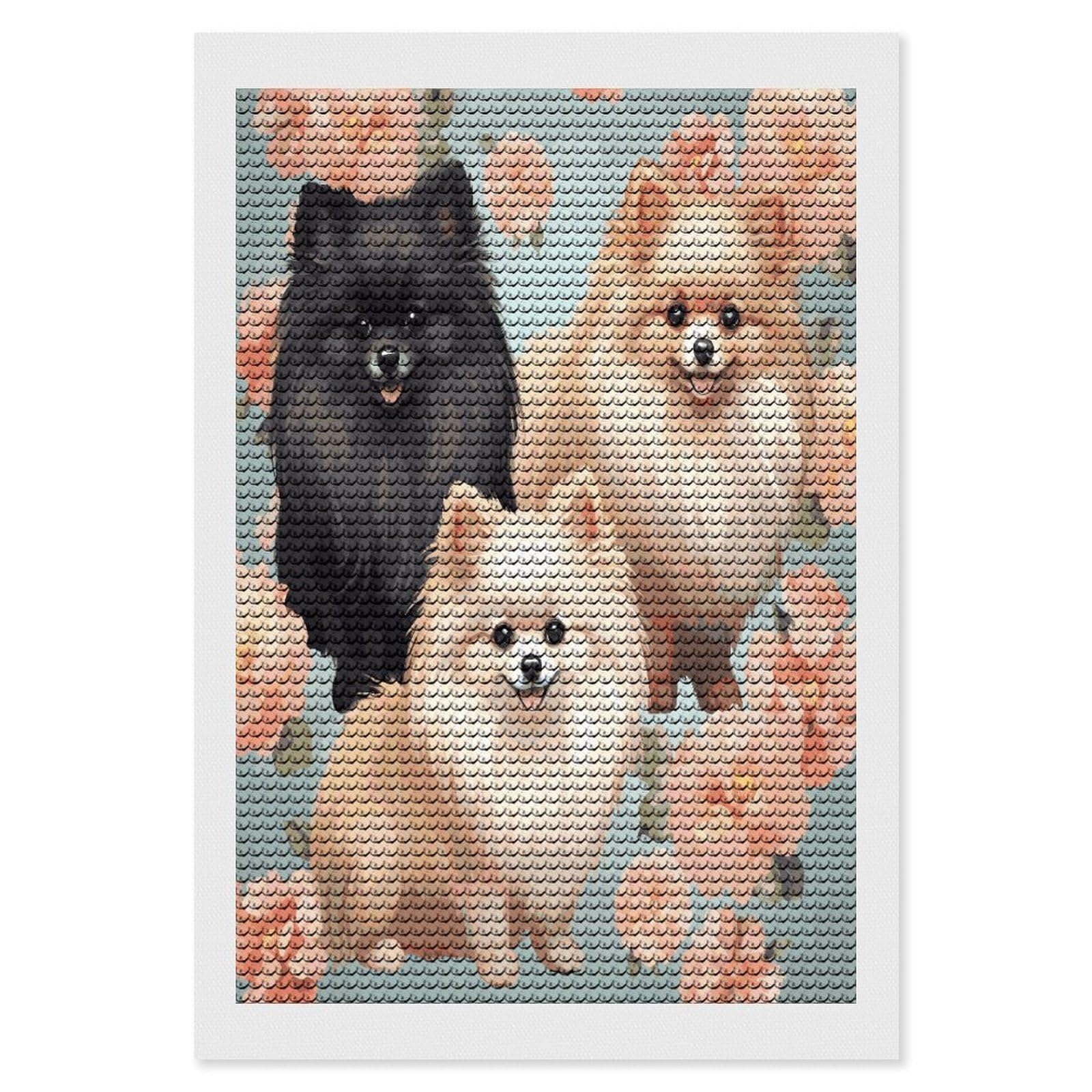 LDGSUPH Pomeranians Pattern Diamond Painting Kits for Adults Paint with Diamond Pictures Art DIY Full Drill Diamond Dots Painting Personalized Diamond Photo for Home Wall Decor Gift 8"x12"