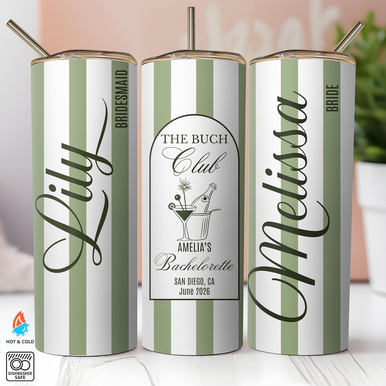Custom Bridesmaid Tumbler with Straw, 20oz Personalized Stainless Steel Insulated Cup, The Bach Club Bachelorette Party Gifts, Wedding Party Favors for Bride, Maid of Honor, Girls Trip Travel Mug - Image 4