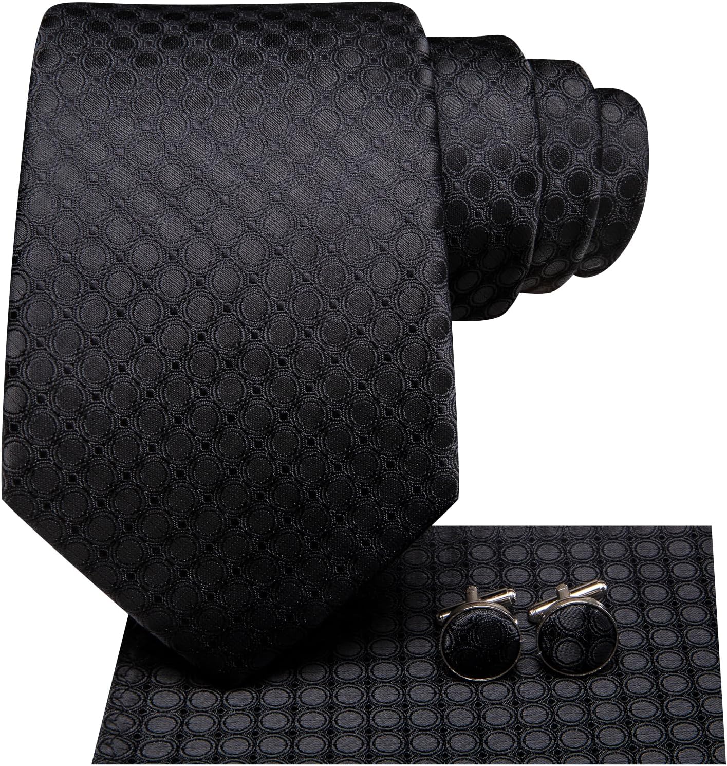 Dubulle Ties for Men Silk Mens Paisley Floral Striped Necktie and Handkerchief Cufflinks Wedding - Image 3