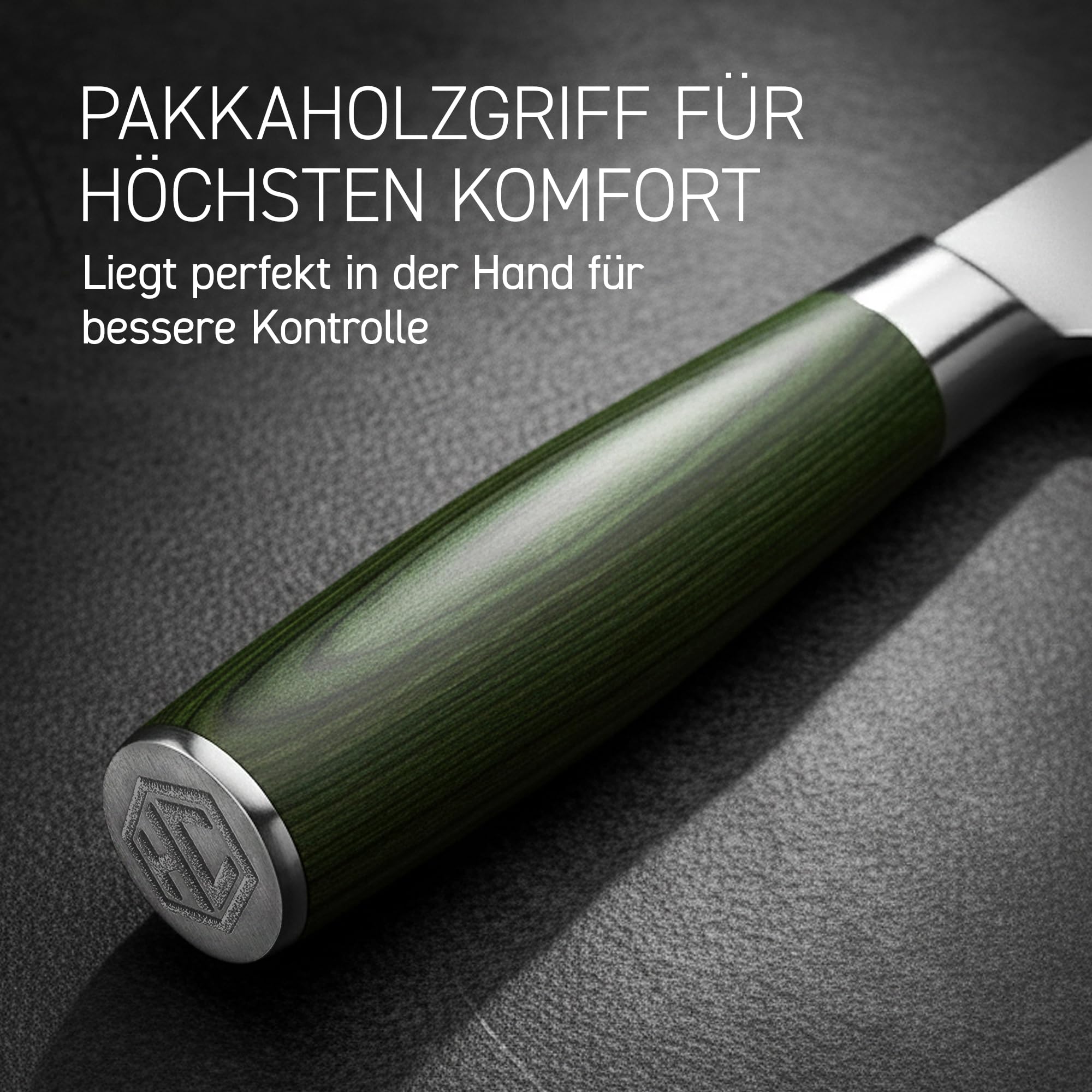 HexClad Essential Damastmesser Set 6-teilig – Küchenmesser aus 67-lagigem Damaststahl – Scharfe japanische Messer mit Pakkaholzgriffen – Vollerl-Konstruktion & Wetzstahl – Profi Küchenmesser Set
