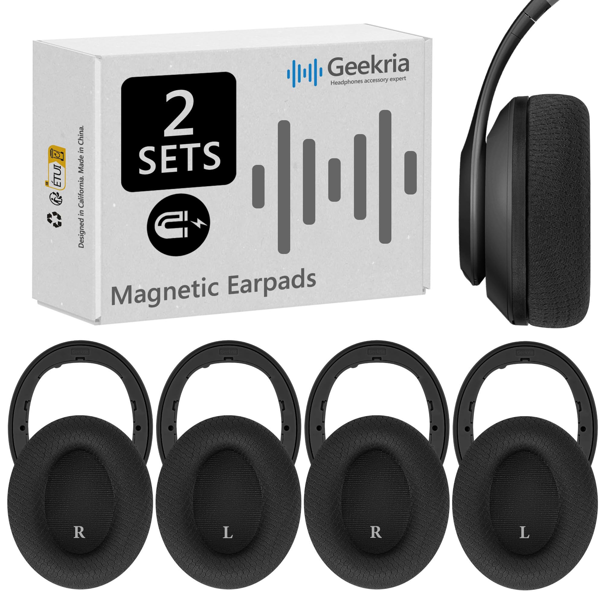 Geekria SNAP Ear Pads Replacement Kit for Beats Studio Pro Headphones, Magnetic Easy Switch Ear Cushions, Exchange Earpads in Seconds, Ear Cups Cover