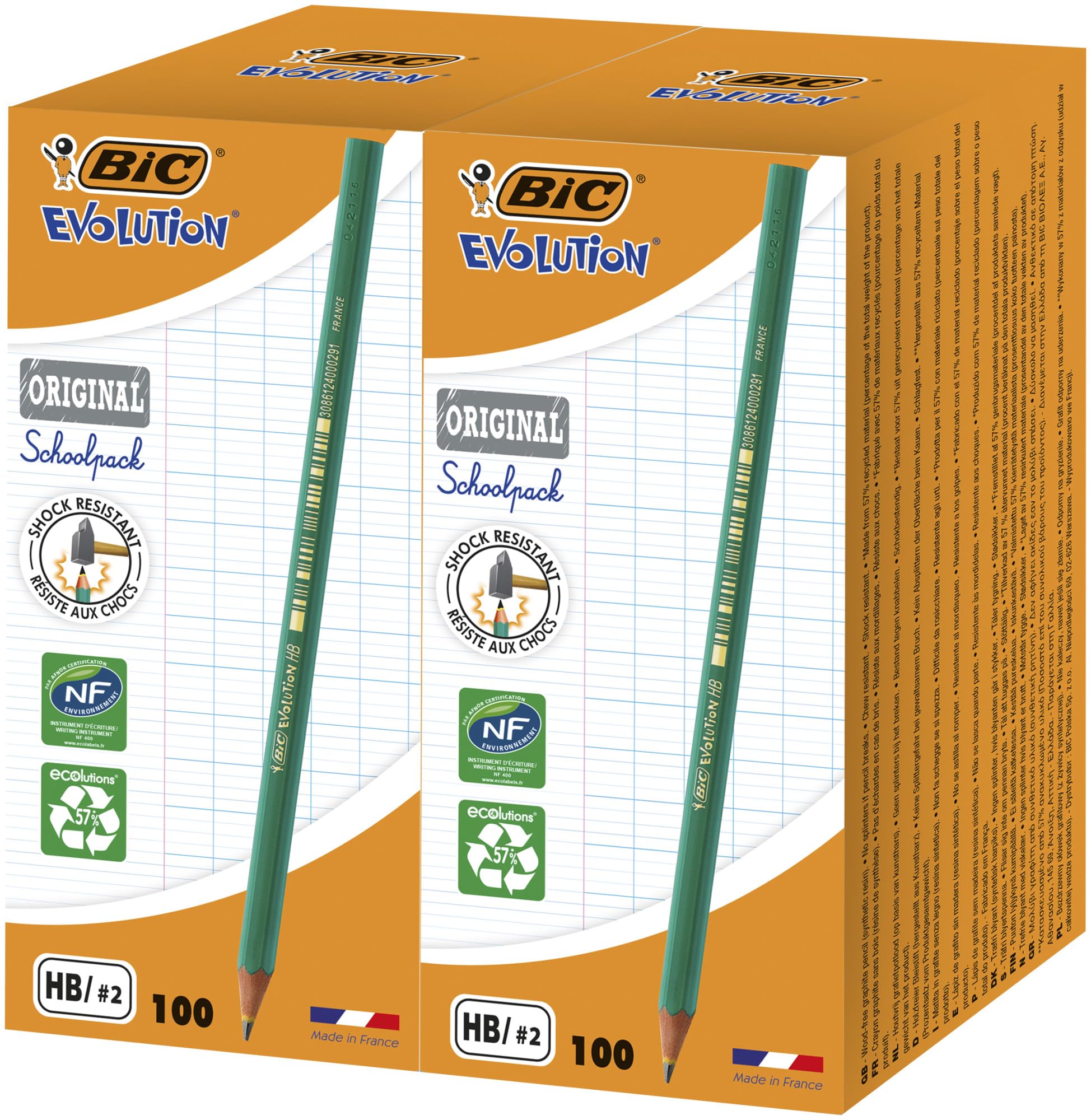 Bic Evolution Original Graphite Pencils - Sharpened HB Pencil Set - Pack of 200