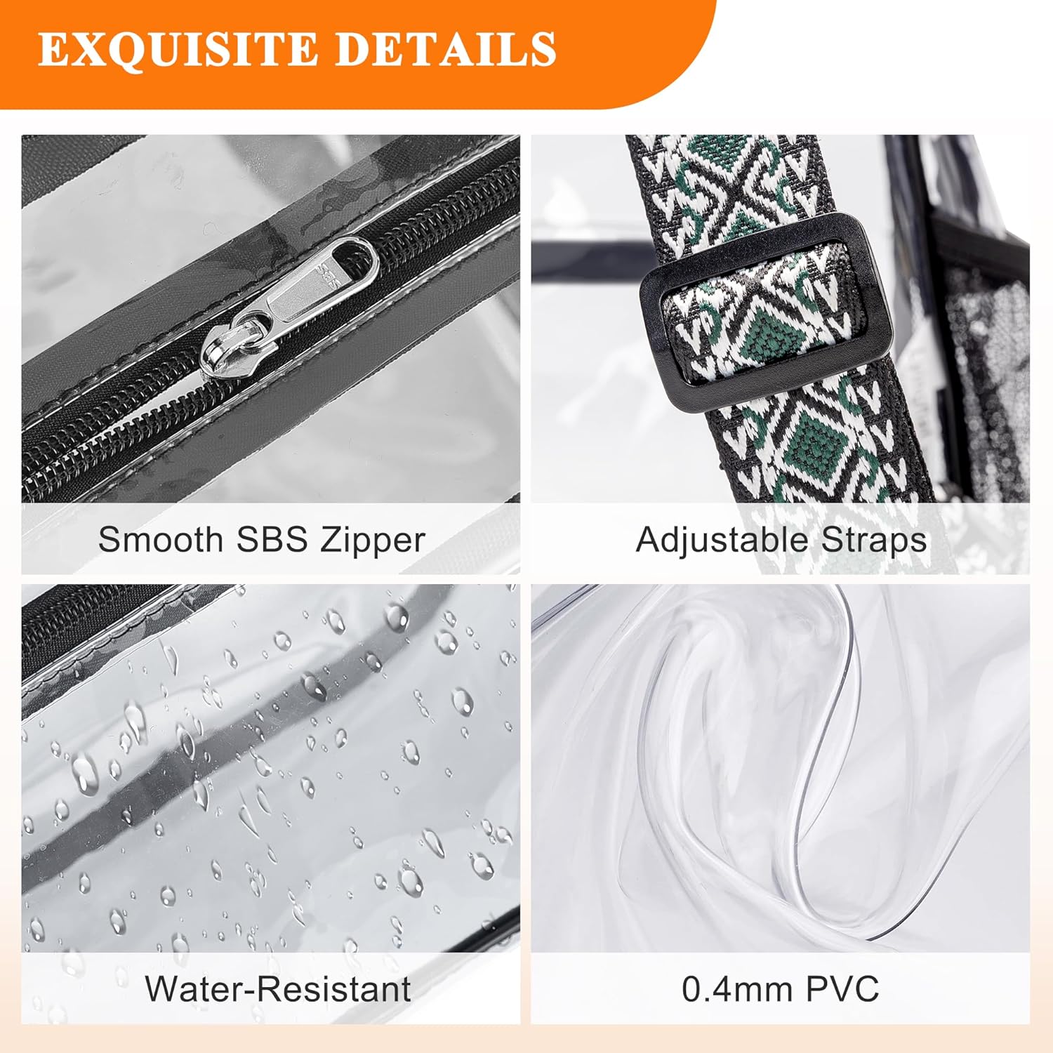 Lyingflat Clear Backpack for Stadium Events 12x12x6 Small Clear Backpack for Concert Sport Events Work Travel, Green Block - Image 5