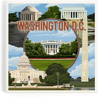 Washington, DC, Montage (Absorbent Ceramic Coaster, Single, Cork Back, Kitchen Table Decor)