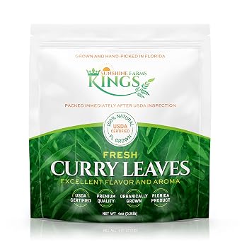 FRESH Curry Leaves - 4 oz - $4.9 per oz package - Onsite USDA Inspected, Grown In Florida - Highly Aromatic And Flavorful - Kings Sunshine Farms