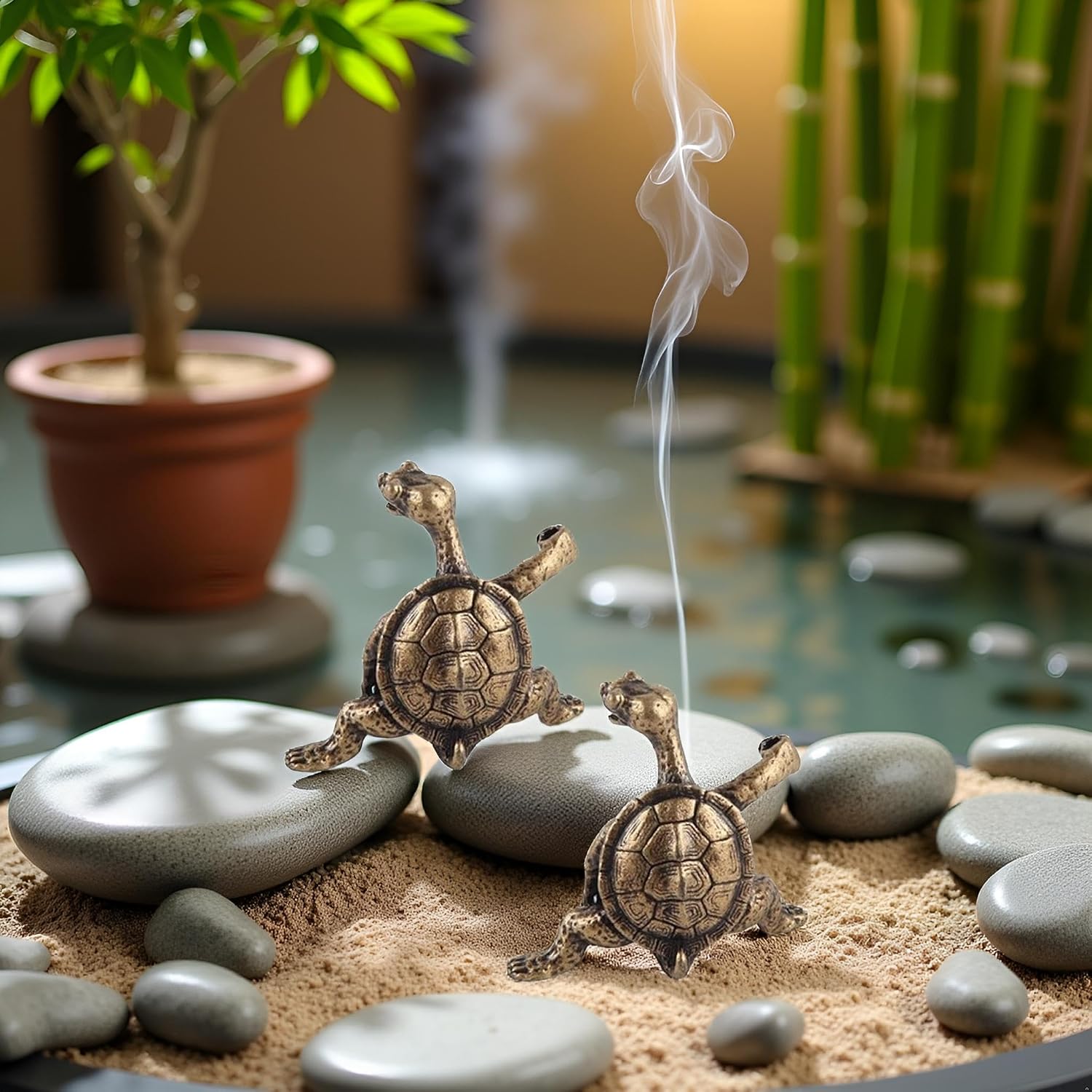 2Pcs Turtle Incense Stick Holder Exquisite Sleep Home Decor Antique Bronze Aid Handcrafted Beautiful Censer Holder Incense Holders Home Fragrance Home Décor Products