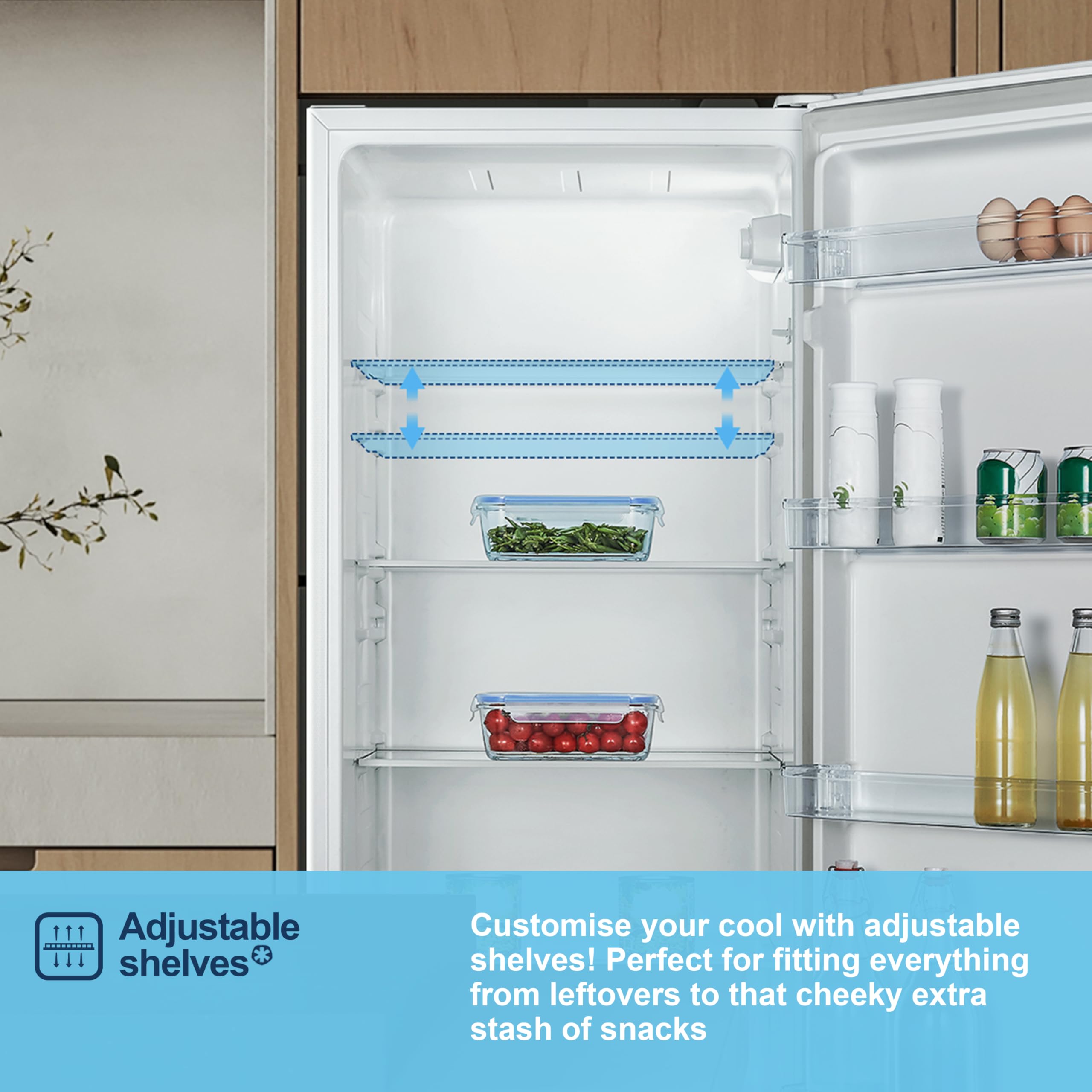 Fridgemaster MTL55242E Freestanding Upright Larder Fridge, Reversible Door, 242 Litre, 55cm Width, White, E Rated — view 8