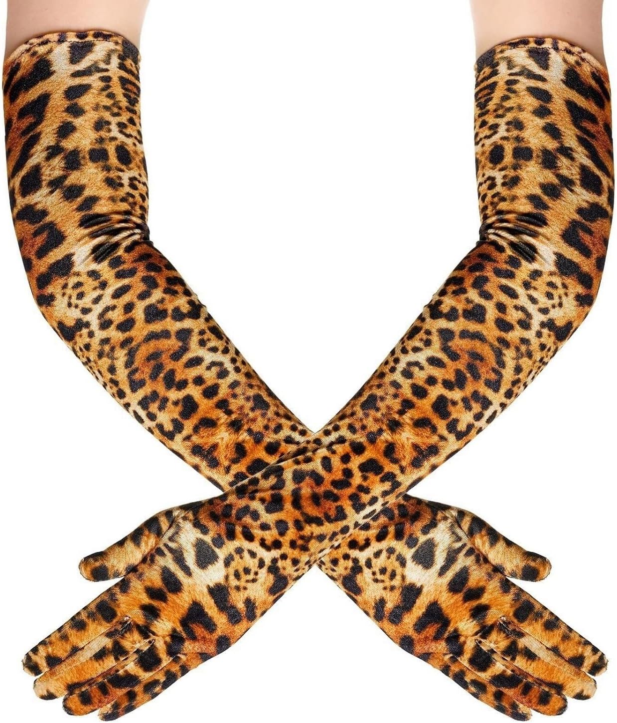 MEISH Long Leopard Gloves Party Velvet Gloves Halloween Costume Accessories for Masquerade Party