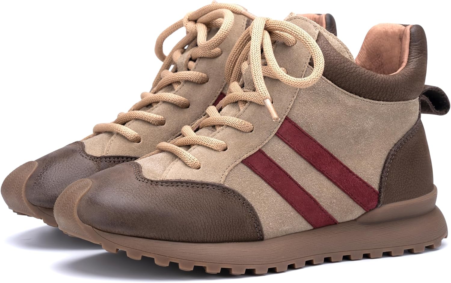 AFrown Women's Walking Shoes, Comfortable Running Shoe for Women, Non-Slip Athletic Sports Gym Breathable Durable Fashion Sneakers, Genuine Leather Oxford Rubber Lace Up Design